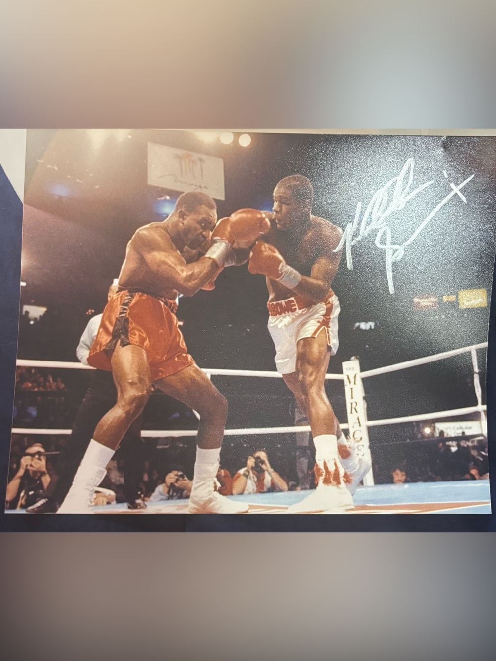 Auto Boxing Photo Riddick Bowe with letter of authenticity - with Holyfield